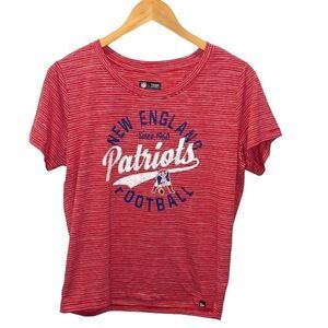 NFL Team Apparel Womens New England Patriots Space‎ Dye T-Shirt Red Size Large